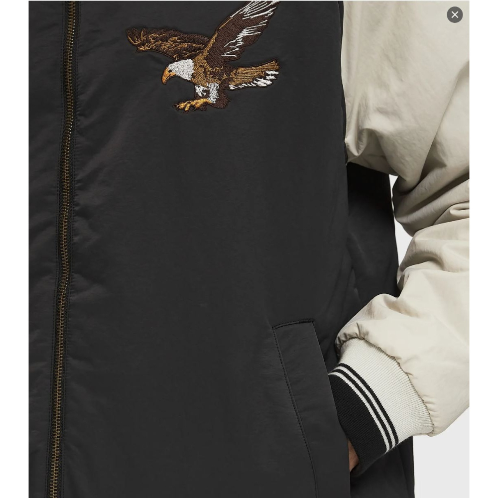 【橫須賀刺繡外套M號】美國LEVI S Madera Reversible 老鷹刺繡 棒球夾克 黑白 咖啡色 雙面穿-細節圖7