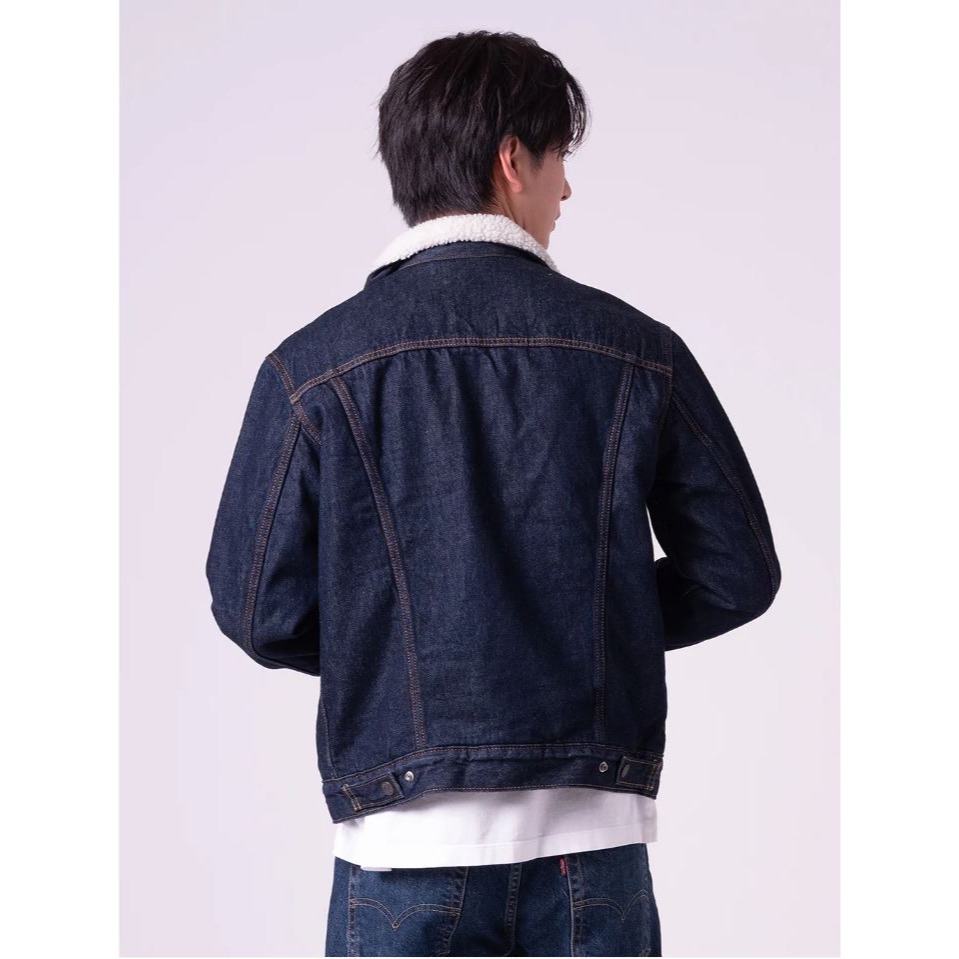 亮藍原色現貨L號優惠【毛領羊絨裡】美國 歐洲LEVIS TYPE III 三代 Sherpa鋪毛牛仔外套 深藍防寒夾克-細節圖3