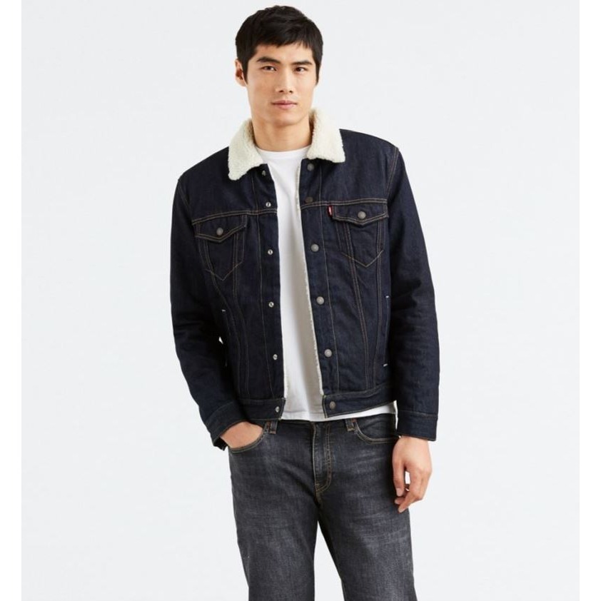 亮藍原色現貨L號優惠【毛領羊絨裡】美國 歐洲LEVIS TYPE III 三代 Sherpa鋪毛牛仔外套 深藍防寒夾克-細節圖7