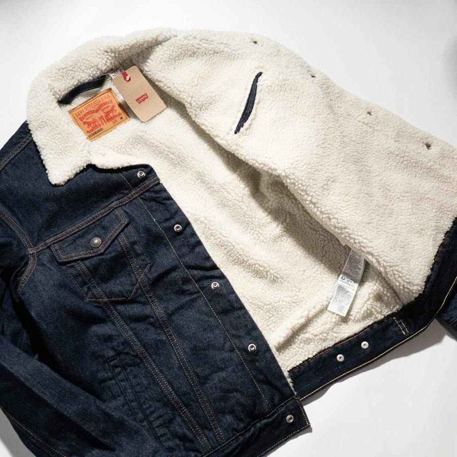亮藍原色現貨L號優惠【毛領羊絨裡】美國 歐洲LEVIS TYPE III 三代 Sherpa鋪毛牛仔外套 深藍防寒夾克-細節圖11