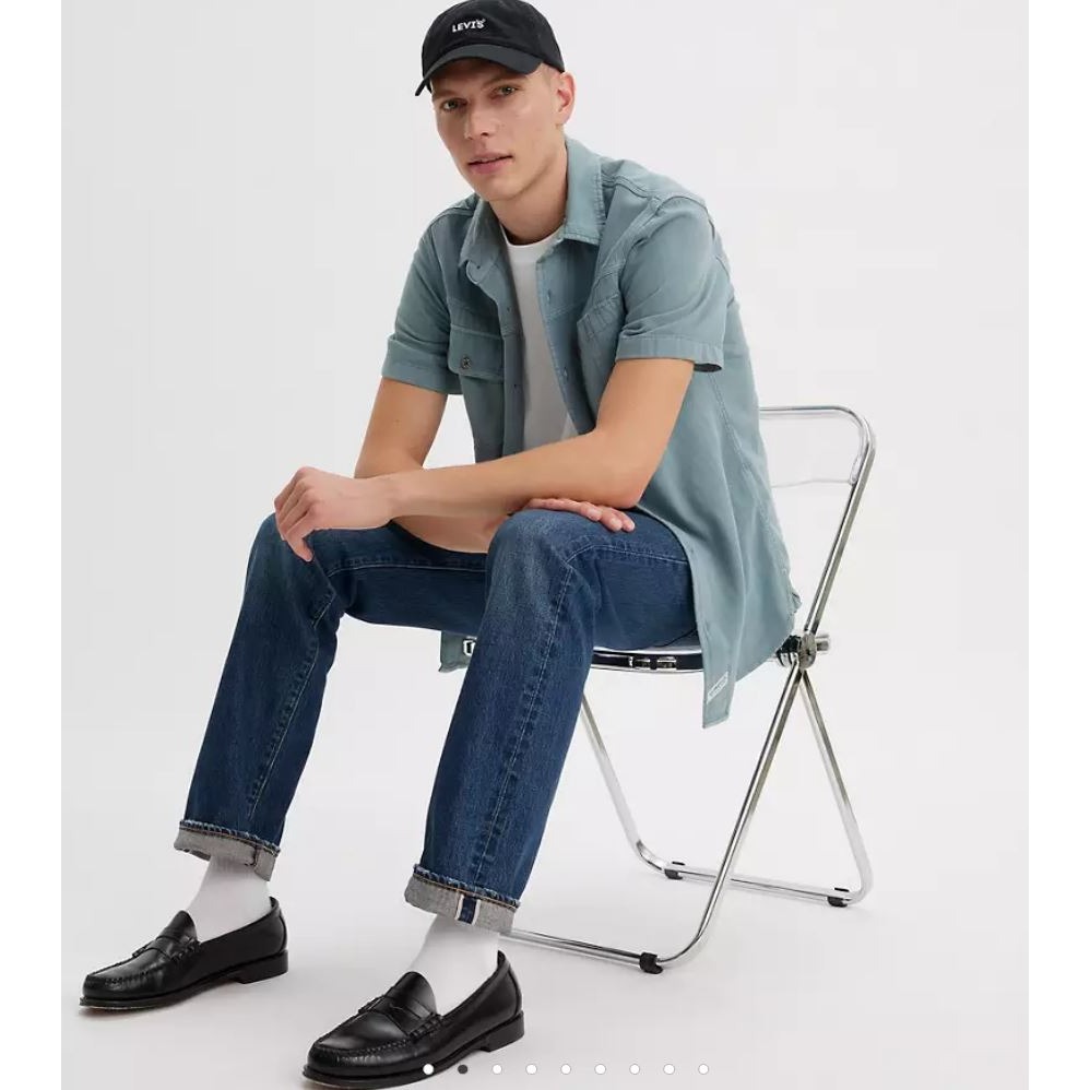 現貨W32L34【赤耳布邊大E】美國 日本LEVIS 501 深藍 原創經典牛仔褲 重磅丹寧 長褲 直筒褲 501XX-細節圖5