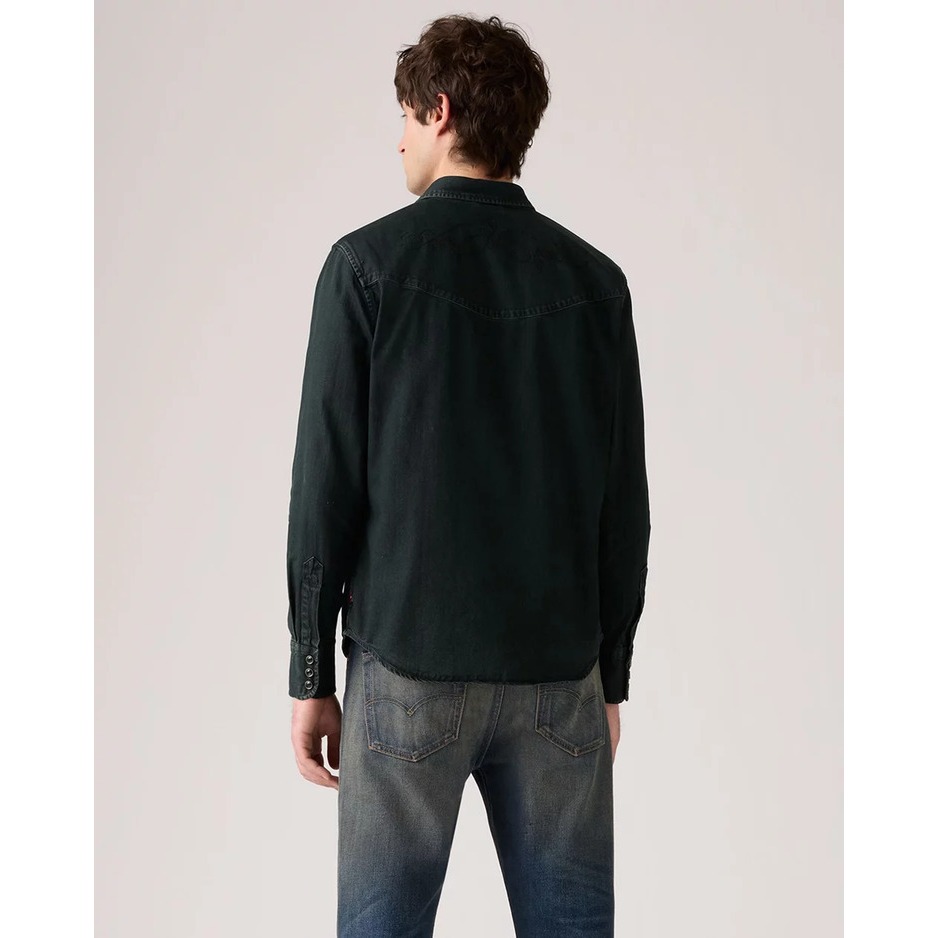 【現貨L號】美國LEVI S Smiley Western Shirt 男款 牛仔襯衫 黑色 刺繡微笑口袋 西部襯衫-細節圖2
