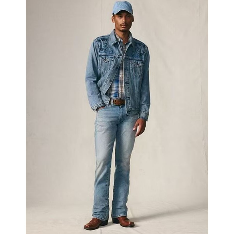 大碼現貨【42腰優惠】美國LEVI S 537 Western Bootcut 淺藍刷白靴型喇叭彈性西部牛仔褲517-細節圖2