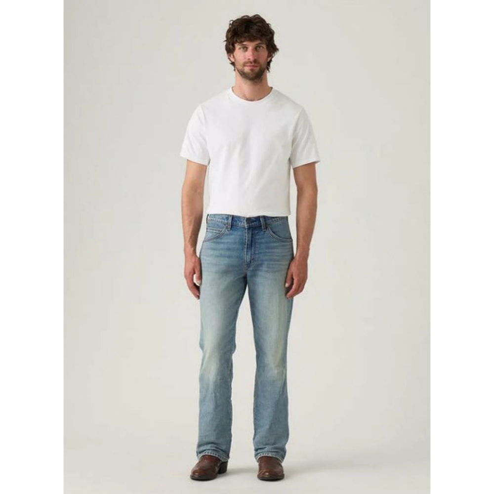 大碼現貨【42腰優惠】美國LEVI S 537 Western Bootcut 淺藍刷白靴型喇叭彈性西部牛仔褲517-細節圖6