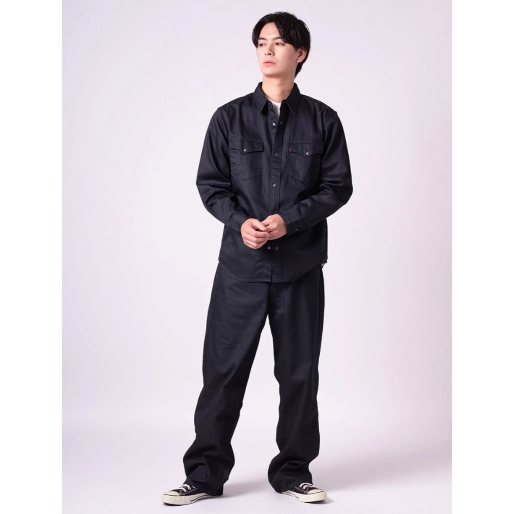 【超寬褲33-34腰】美國高價LEVIS 578™ Baggy Coated 中腰 深靛藍 寬鬆牛仔褲 原色後染黑長褲-細節圖2