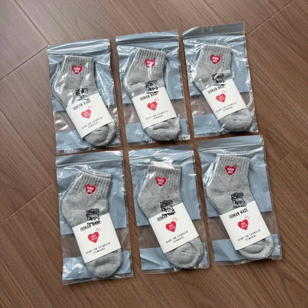 Human Made 紅色桃心 北極熊刺繡 毛巾底 中幫 襪子 男女同款-細節圖2