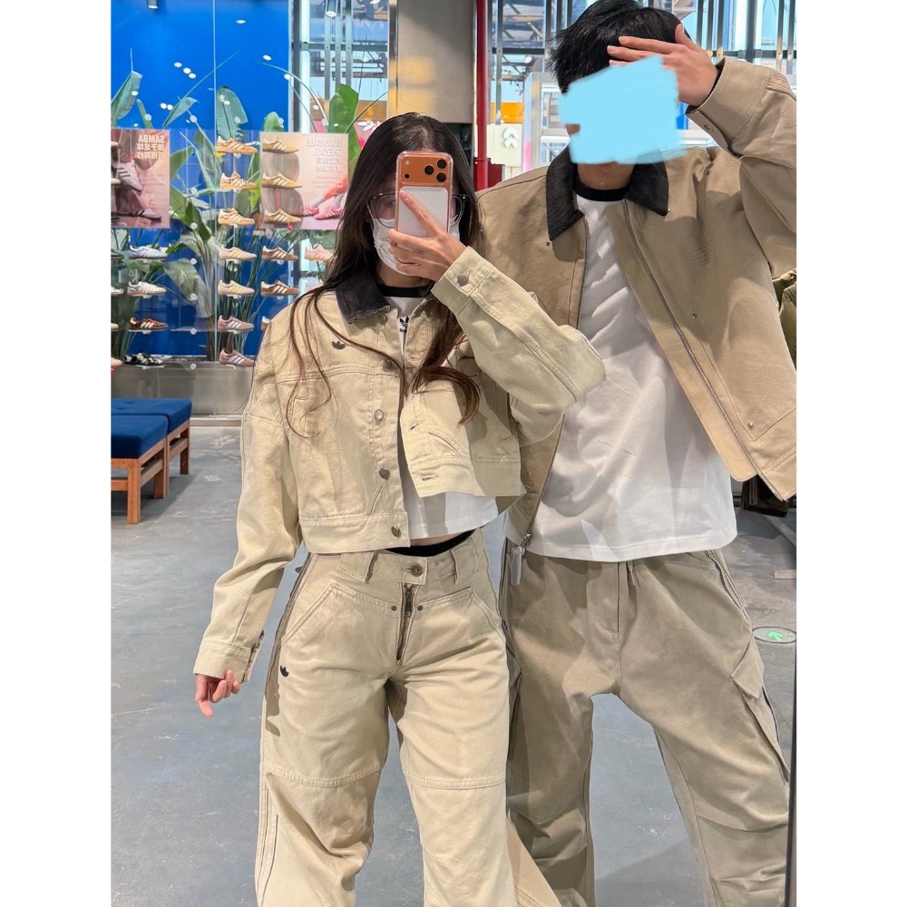 adidas牛仔夾克➕燈芯絨翻領夾克 女款短夾克外套-細節圖4