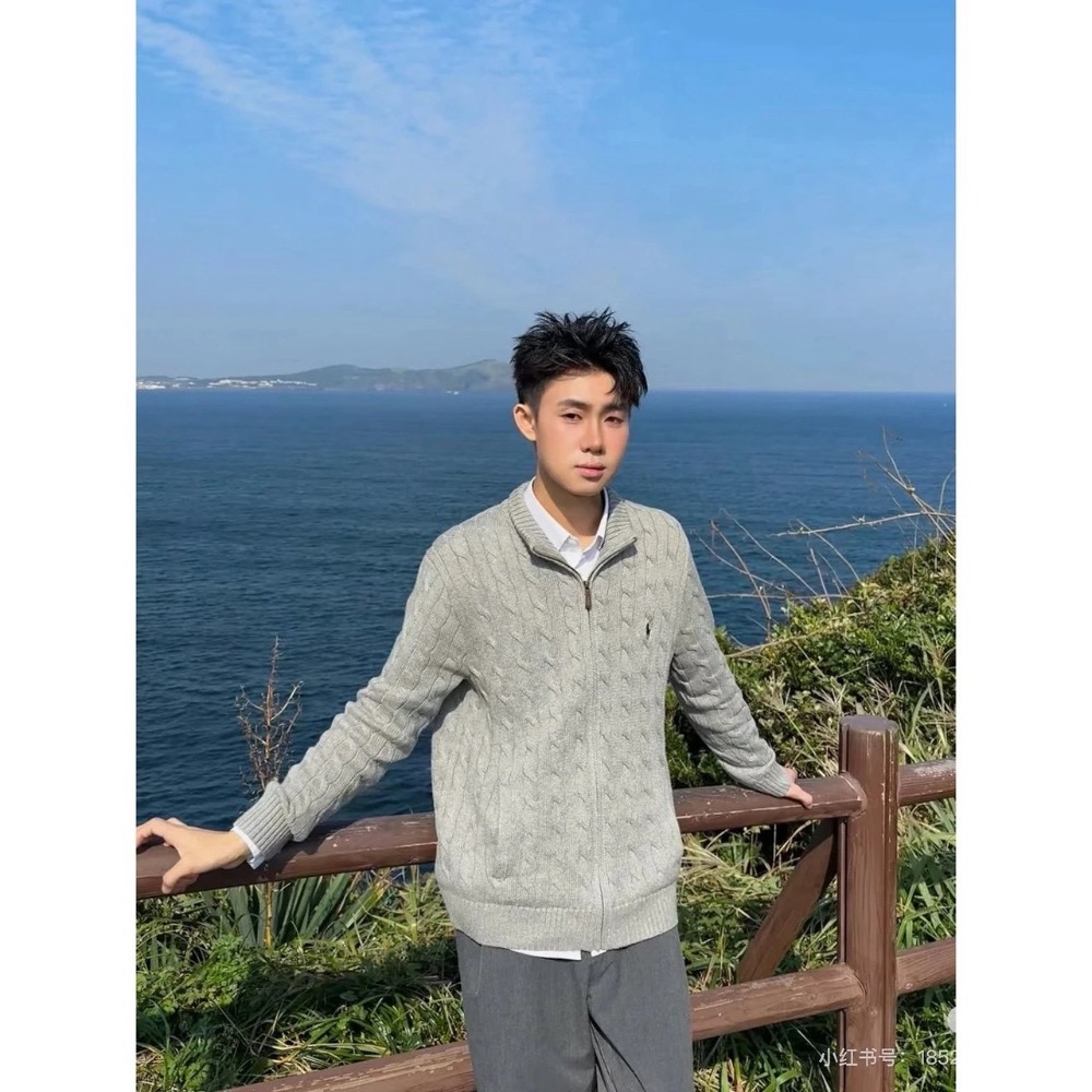 【優雅老錢風】經典百搭 Ralph Lauren 針織絞花全拉鍊毛衣外套 男女同款-細節圖3
