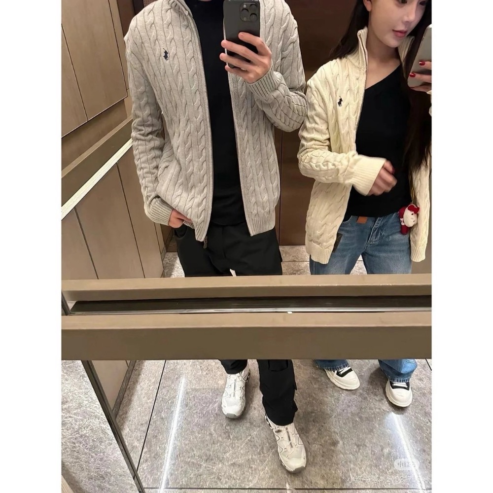 【優雅老錢風】經典百搭 Ralph Lauren 針織絞花全拉鍊毛衣外套 男女同款-細節圖4