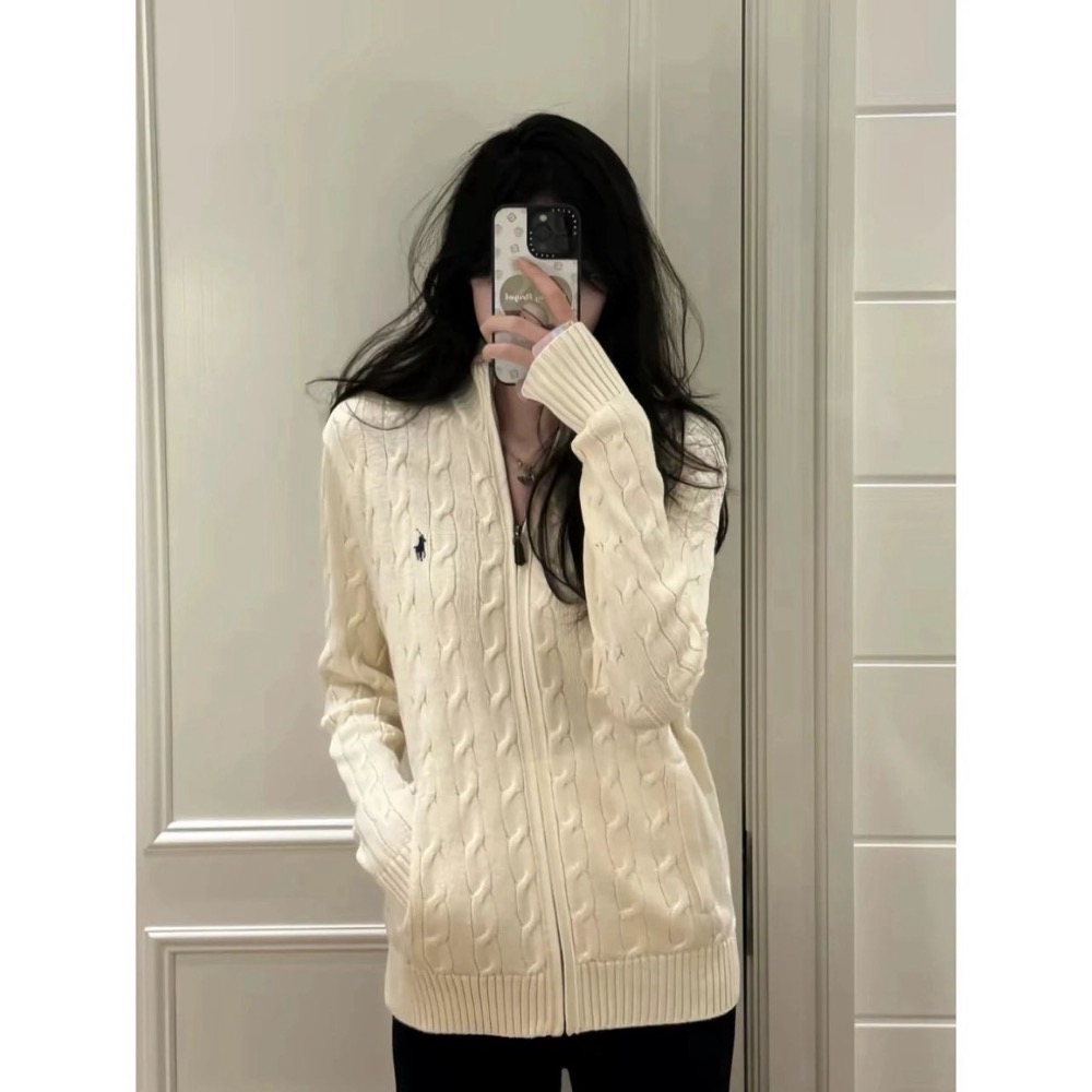 【優雅老錢風】經典百搭 Ralph Lauren 針織絞花全拉鍊毛衣外套 男女同款-細節圖5
