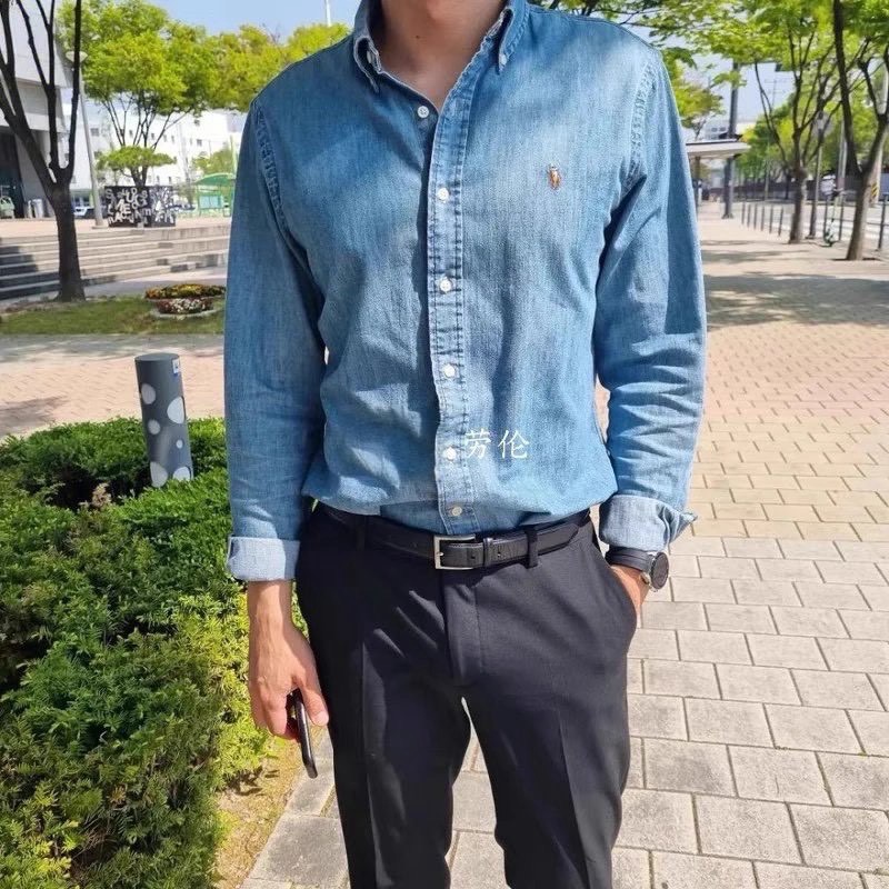 【Ralph Lauren 老錢風小馬牛仔襯衫】水洗牛仔復古襯衫 男女同款-細節圖2