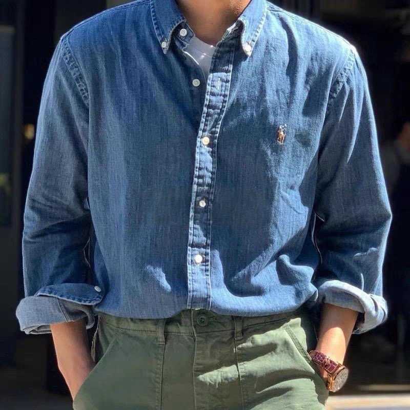 【Ralph Lauren 老錢風小馬牛仔襯衫】水洗牛仔復古襯衫 男女同款-細節圖3
