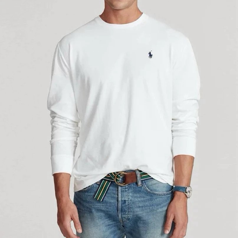 Ralph Lauren 小馬刺繡Logo 基礎款 純色打底長袖T恤 男女款-細節圖4