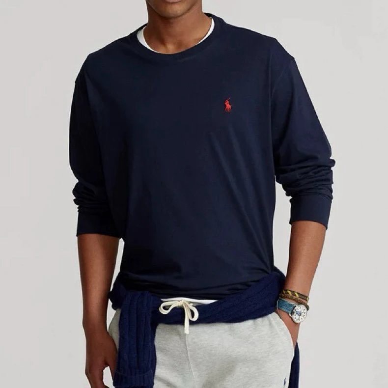 Ralph Lauren 小馬刺繡Logo 基礎款 純色打底長袖T恤 男女款-細節圖5