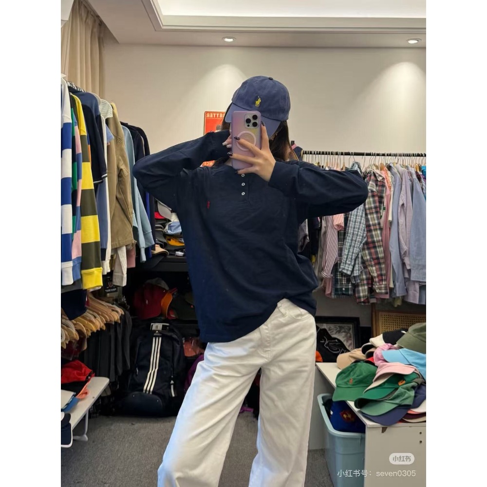 Ralph Lauren / 拉夫勞倫經典款刺繡情侶休閒復古翻領POLO衫長袖T恤打底衫-細節圖3