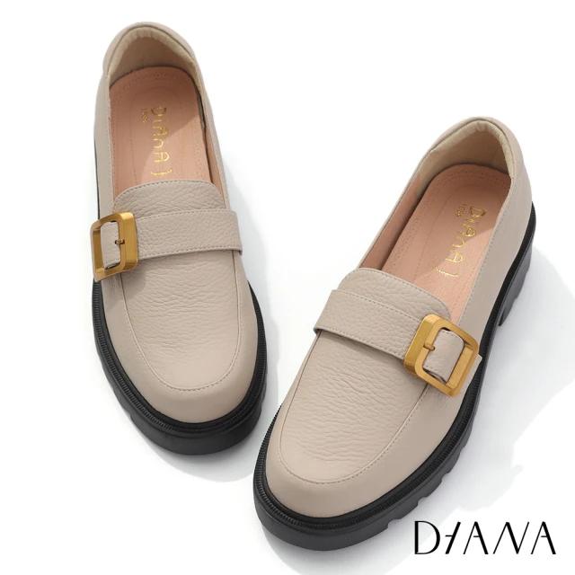 DIANA  真皮 柔軟牛皮環扣厚底樂福鞋 奶油-細節圖7