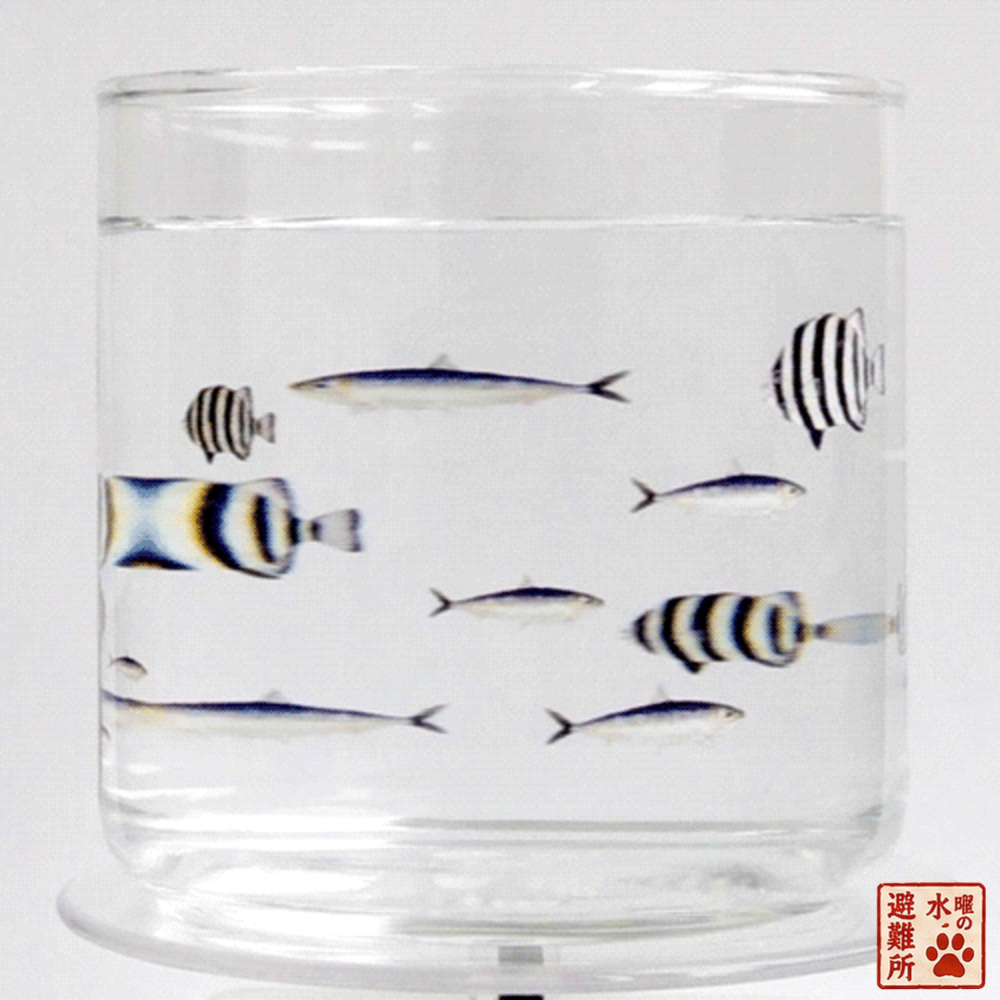 FELISSIMO 貓部 日本製 貓咪夢幻水族館玻璃杯｜4款貓花色任選・倒水後貓咪變大超療癒-細節圖2