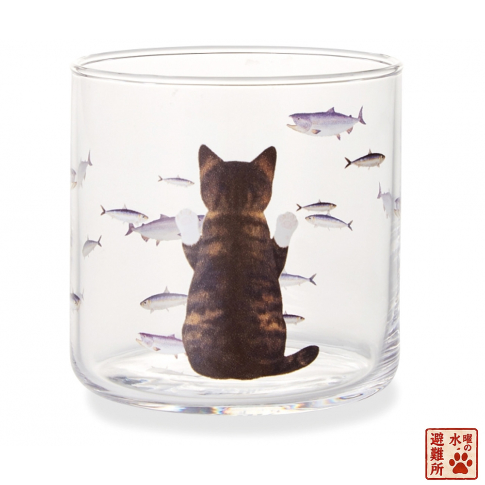 FELISSIMO 貓部 日本製 貓咪夢幻水族館玻璃杯｜4款貓花色任選・倒水後貓咪變大超療癒-細節圖3