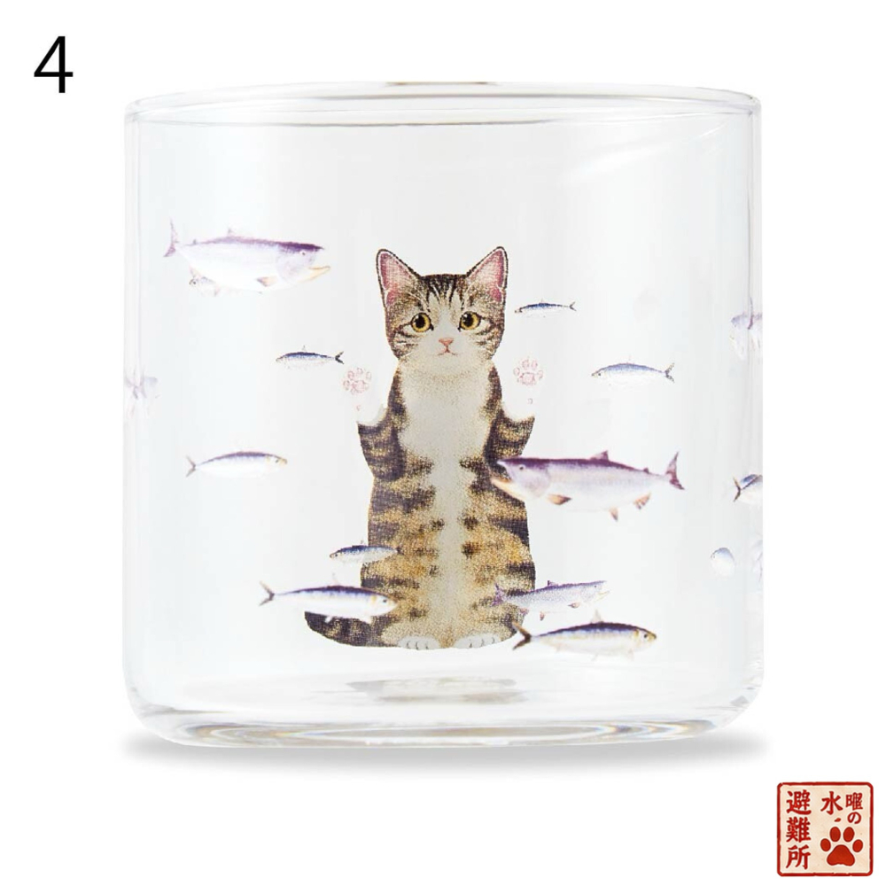 FELISSIMO 貓部 日本製 貓咪夢幻水族館玻璃杯｜4款貓花色任選・倒水後貓咪變大超療癒-細節圖8