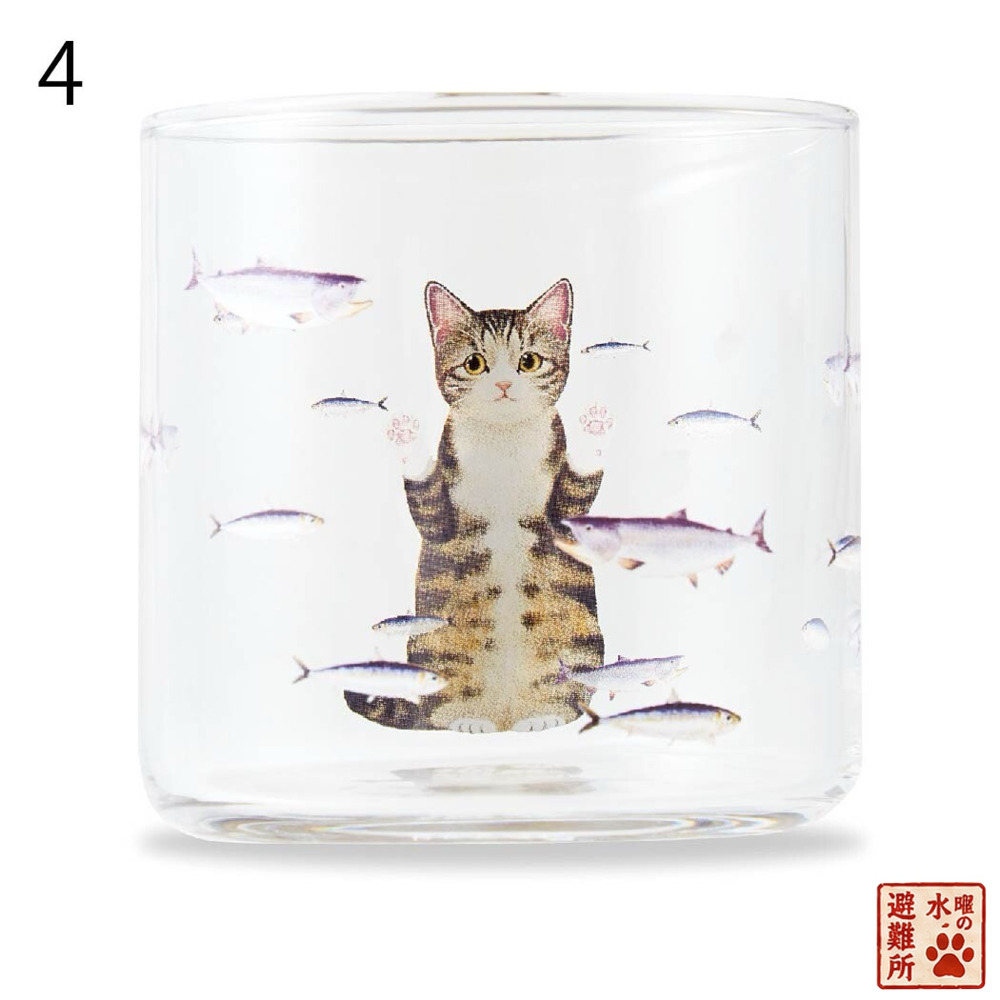 FELISSIMO 貓部 日本製 貓咪夢幻水族館玻璃杯｜4款貓花色任選・倒水後貓咪變大超療癒-規格圖11