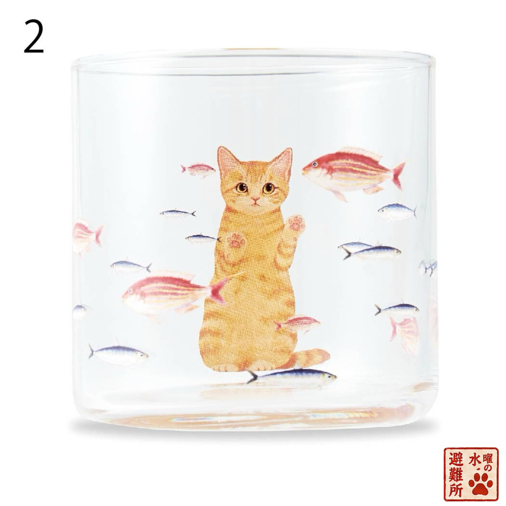 FELISSIMO 貓部 日本製 貓咪夢幻水族館玻璃杯｜4款貓花色任選・倒水後貓咪變大超療癒-規格圖11