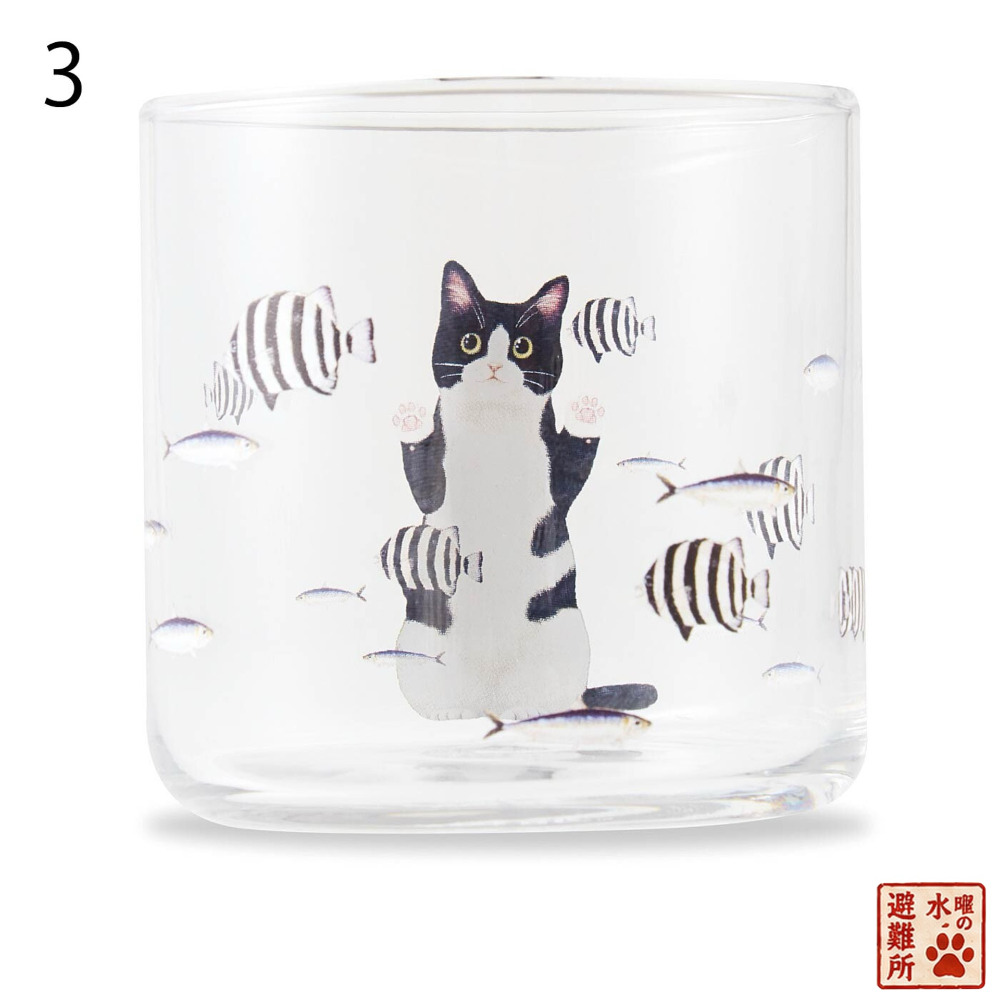 FELISSIMO 貓部 日本製 貓咪夢幻水族館玻璃杯｜4款貓花色任選・倒水後貓咪變大超療癒-規格圖11