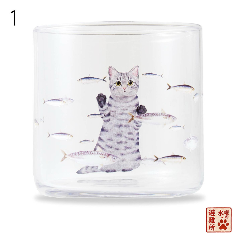 FELISSIMO 貓部 日本製 貓咪夢幻水族館玻璃杯｜4款貓花色任選・倒水後貓咪變大超療癒-規格圖11