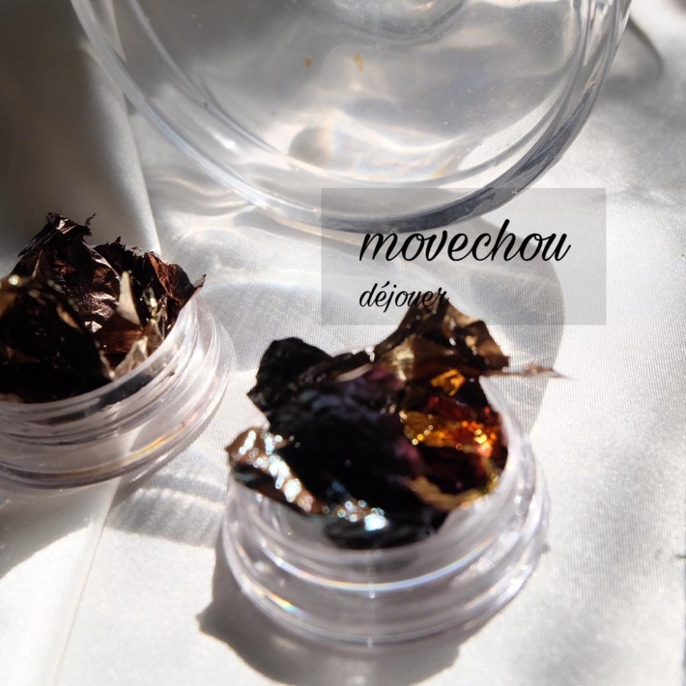 日系澀味風novel 同款超薄金箔 箔金 多色可選【錫箔貼 金箔 銀箔 美甲素材 雙色金箔 美甲工具】(彩箔J)-細節圖8