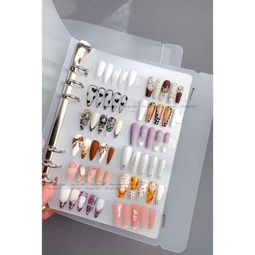 美甲作品展示板收納冊【 甲片相冊 穿戴甲片收納夾 磨砂相冊 美甲用品 美甲工具】-細節圖5