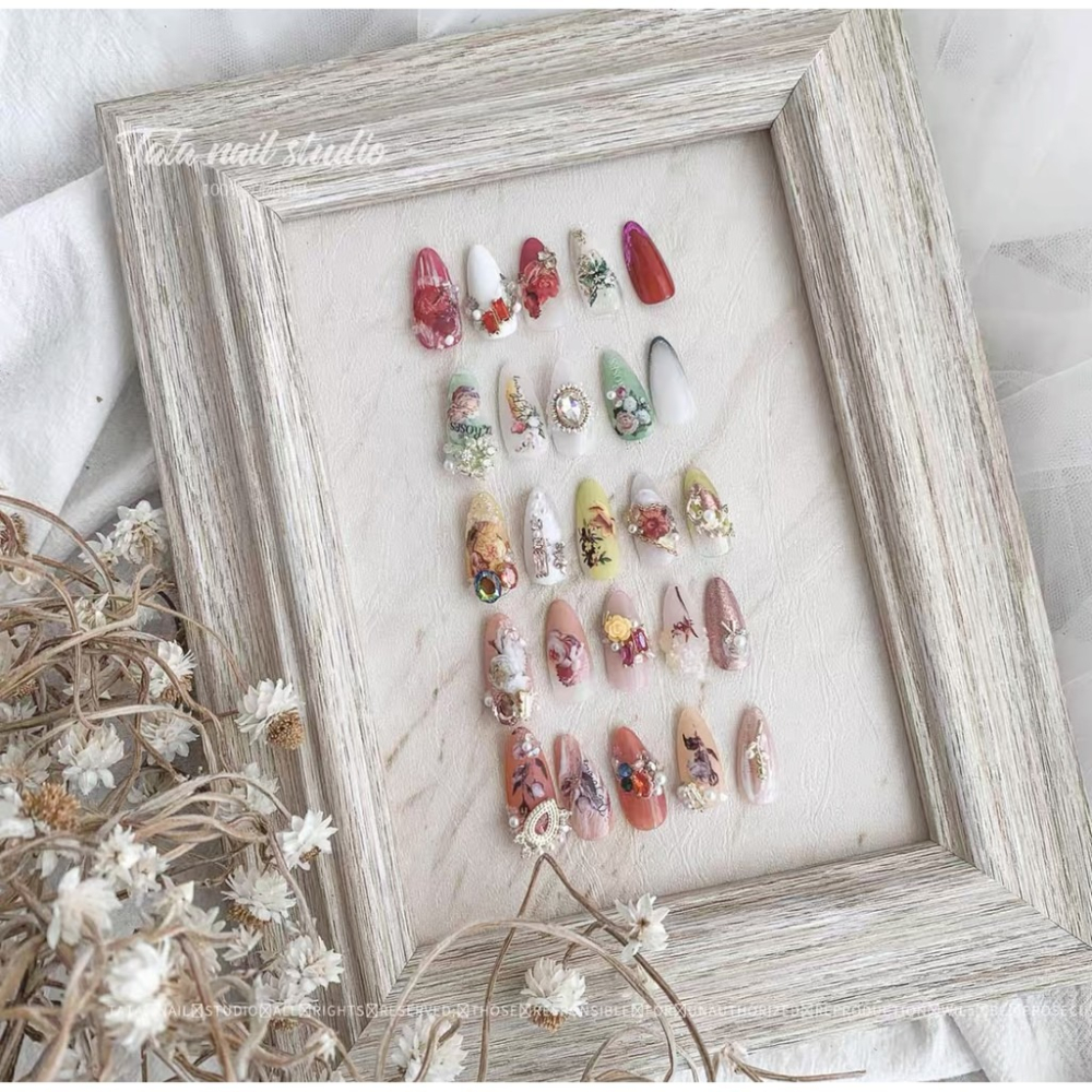 奶茶色木紋展示框/多款可選【Tata同款 美甲拍照 美甲 拍照 攝影 美甲展示 展示框 背景板 拍照道具】-細節圖3