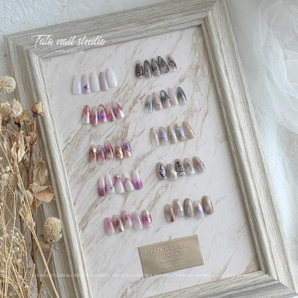 奶茶色木紋展示框/多款可選【Tata同款 美甲拍照 美甲 拍照 攝影 美甲展示 展示框 背景板 拍照道具】-細節圖5