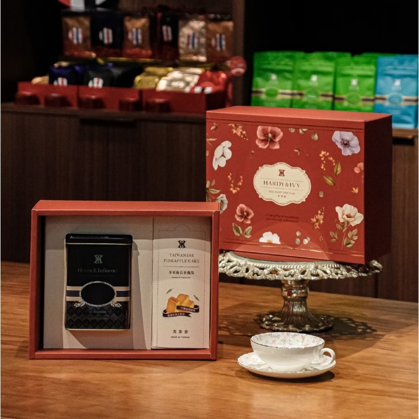 英茶香新春【茶食禮盒】日月紅茶罐 + 鳳梨酥7入-細節圖2