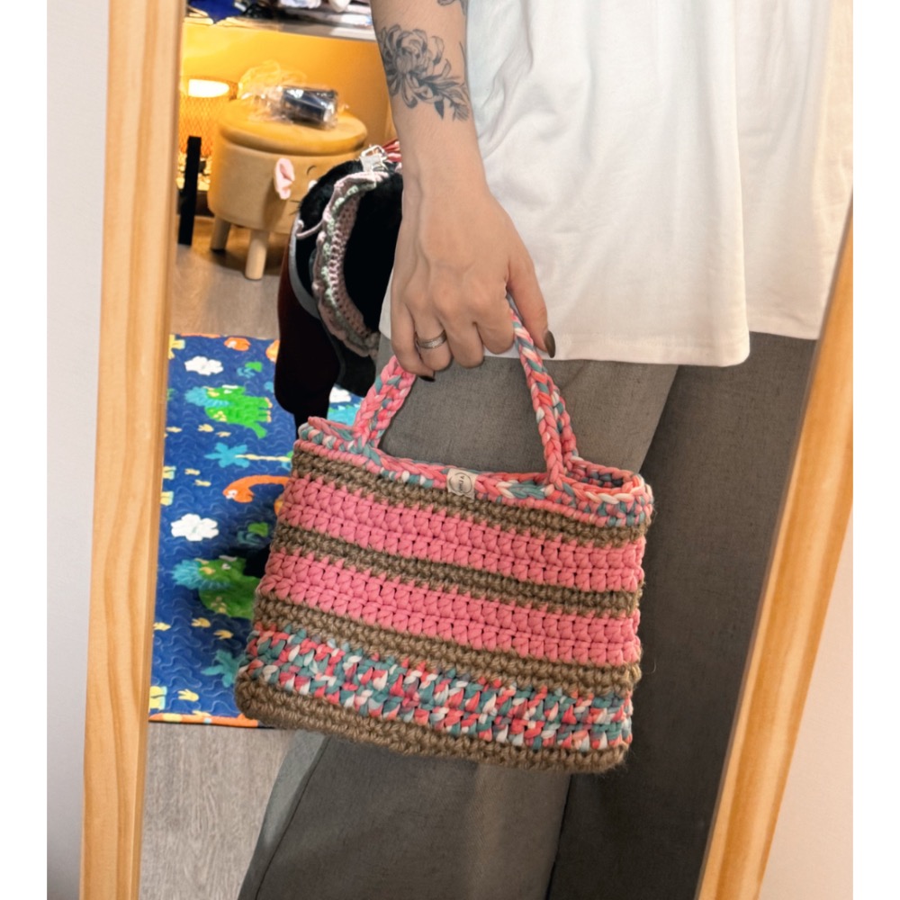 🧶 現貨-手作棉麻條紋托特包-規格圖3
