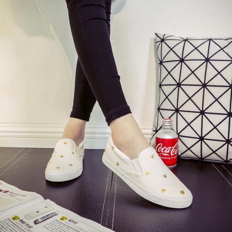 金色米奇平底懶人休閒帆布鞋-細節圖2