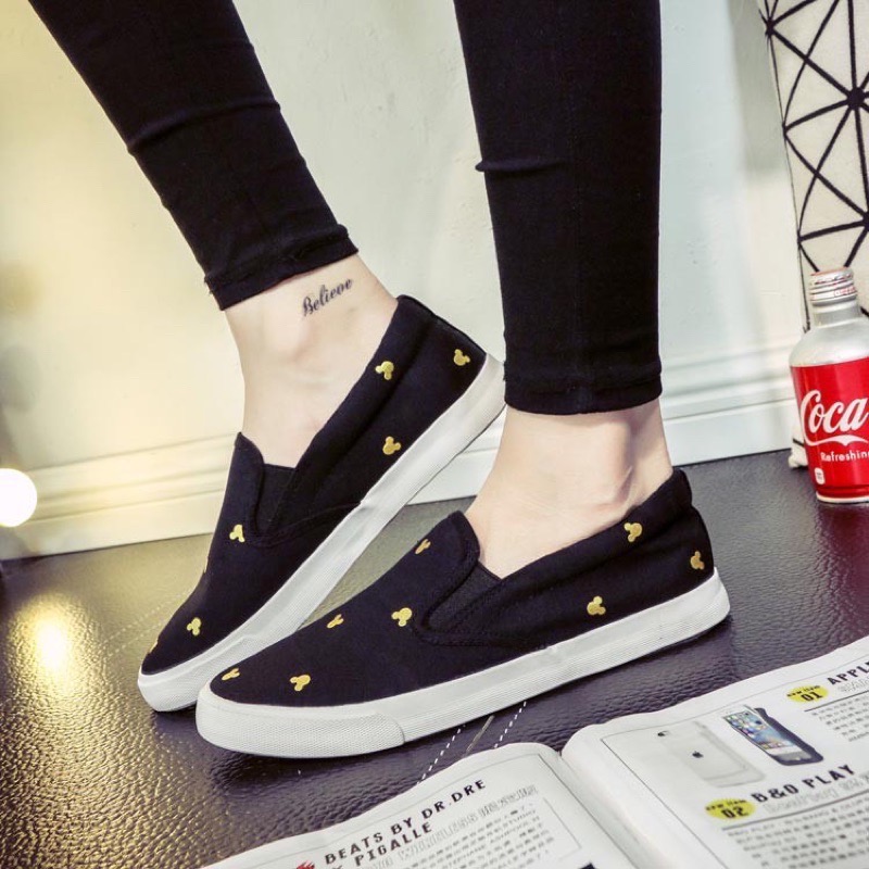 金色米奇平底懶人休閒帆布鞋-細節圖4