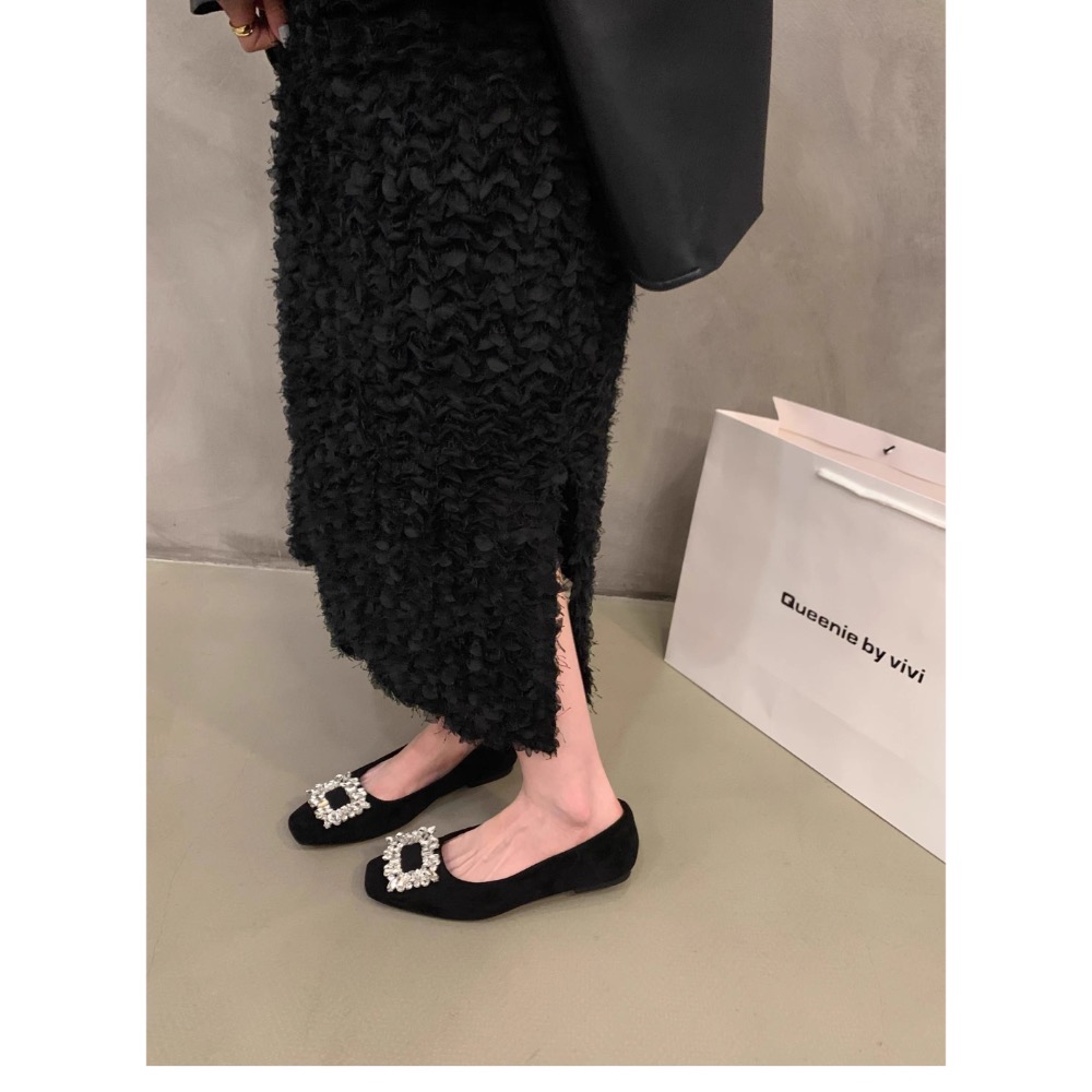 平底高级感方頭水鑽通勤方扣包鞋-細節圖5