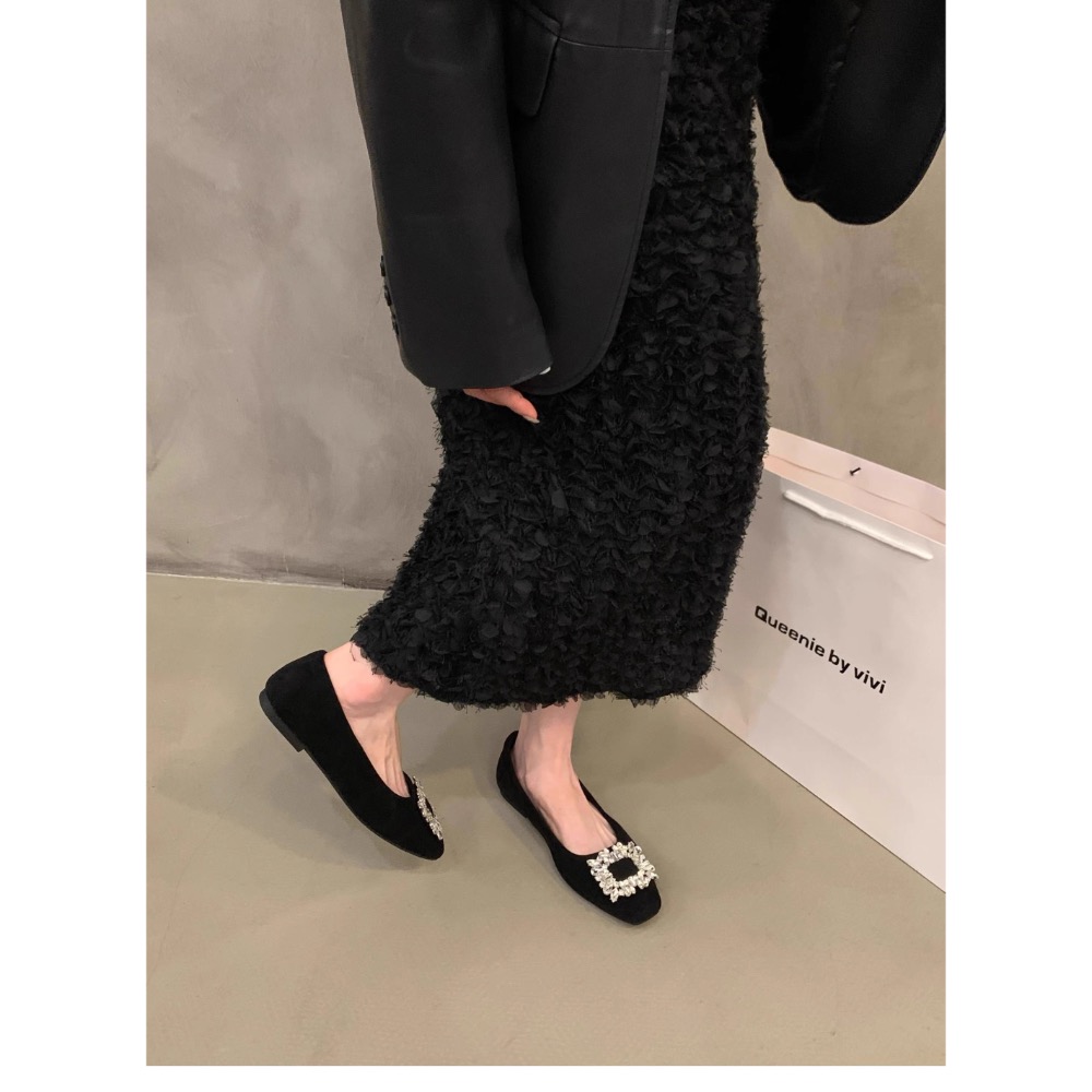 平底高级感方頭水鑽通勤方扣包鞋-細節圖6