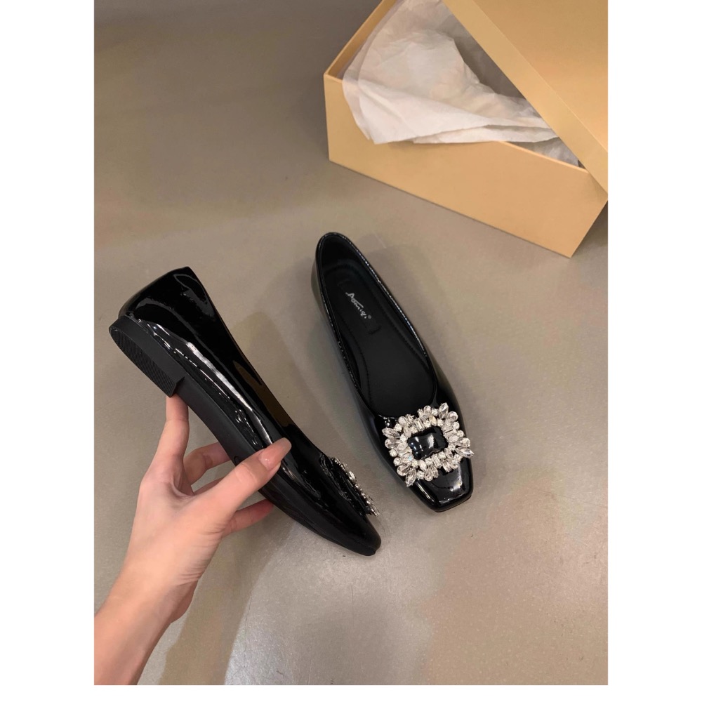 平底高级感方頭水鑽通勤方扣包鞋-規格圖10