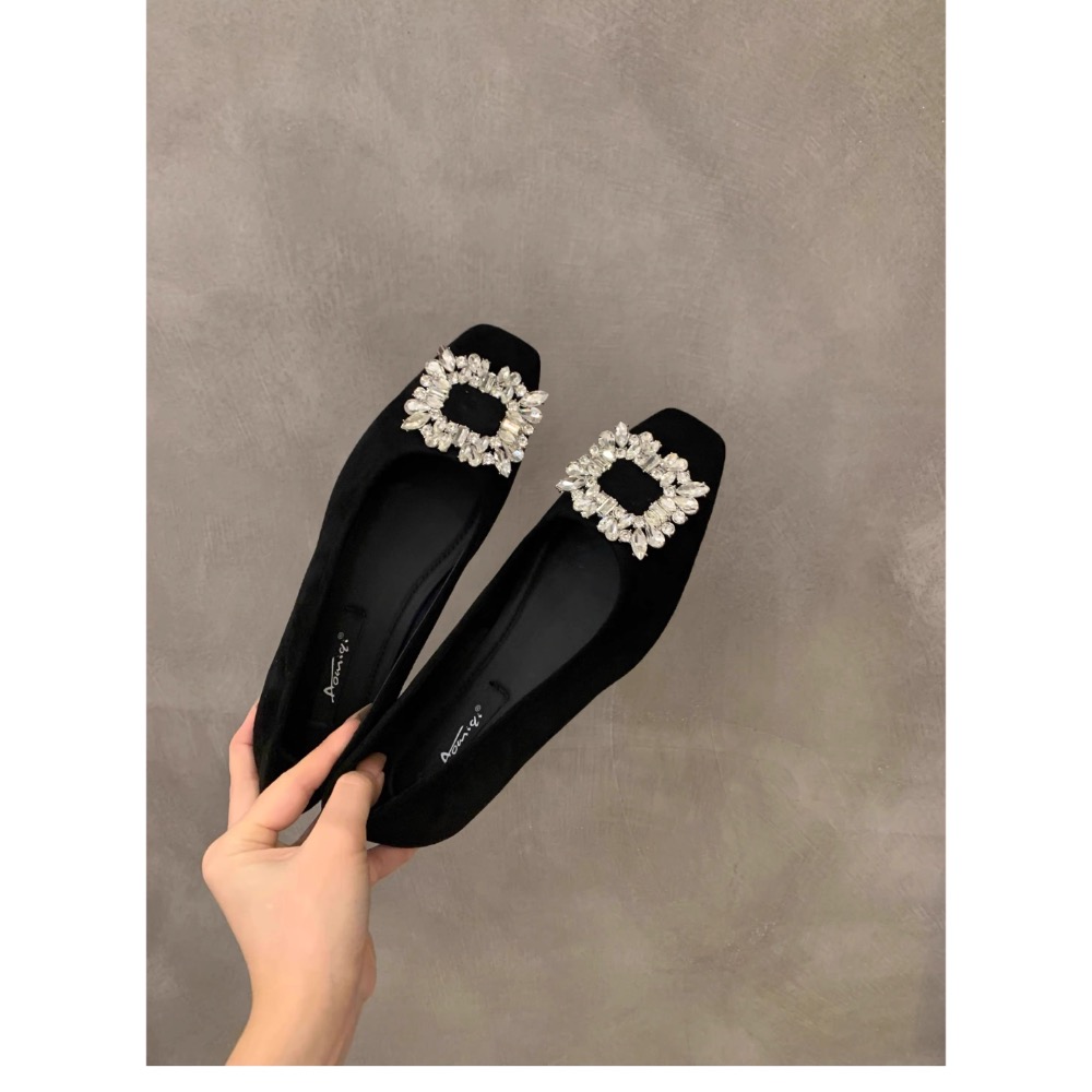 平底高级感方頭水鑽通勤方扣包鞋-規格圖10