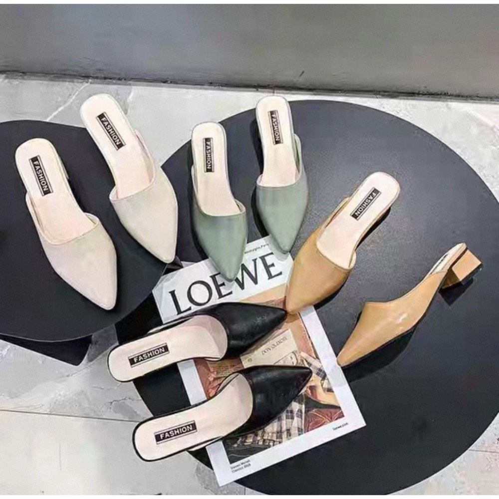 包頭時尚尖頭低粗跟百搭凉鞋-細節圖2