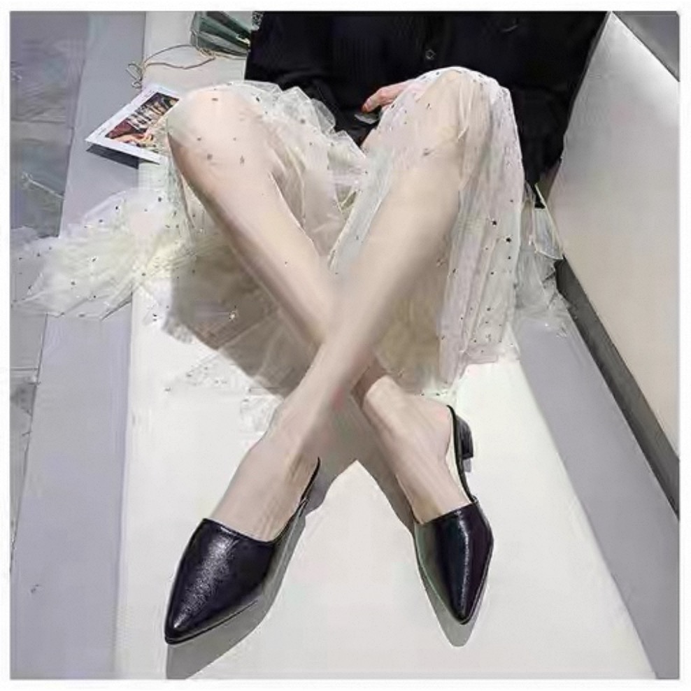 包頭時尚尖頭低粗跟百搭凉鞋-細節圖3