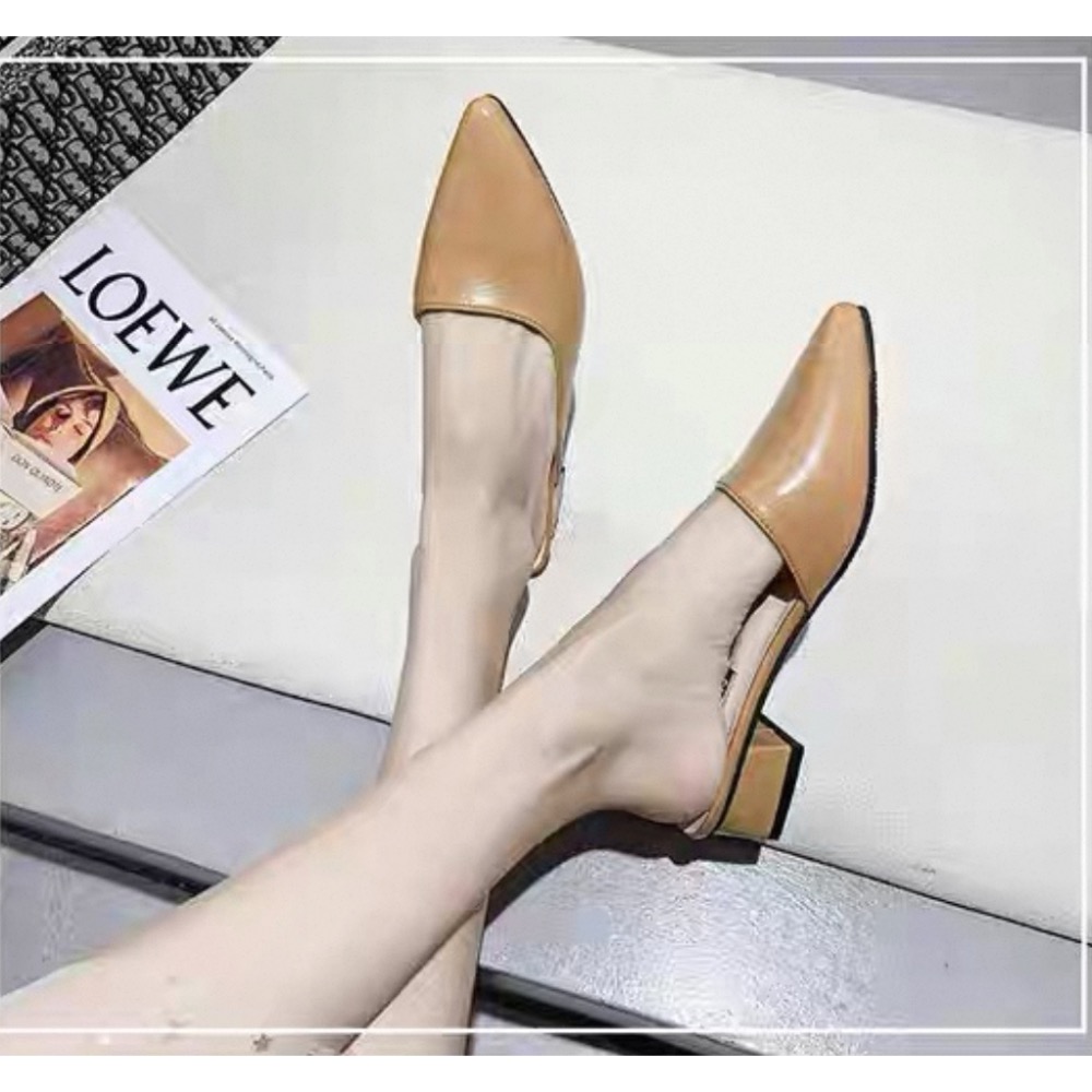 包頭時尚尖頭低粗跟百搭凉鞋-細節圖8