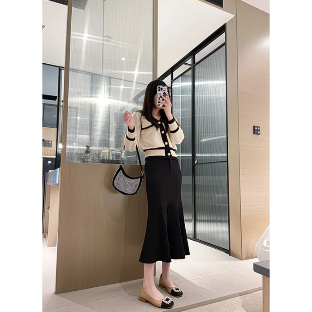 秋冬新款百搭水鑽寶石拼色淺口方頭跟鞋-細節圖4