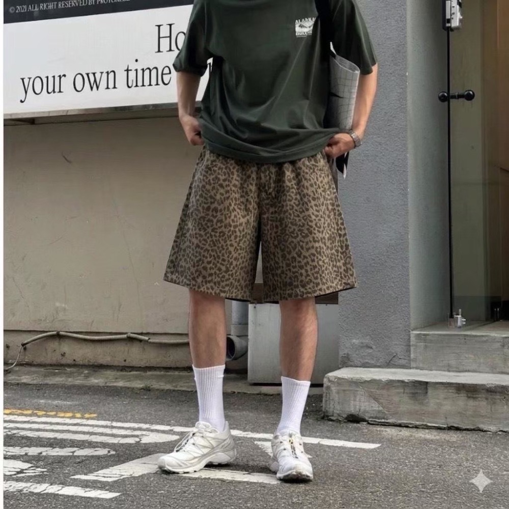 Jone.全鬆緊豹紋五分褲-細節圖7