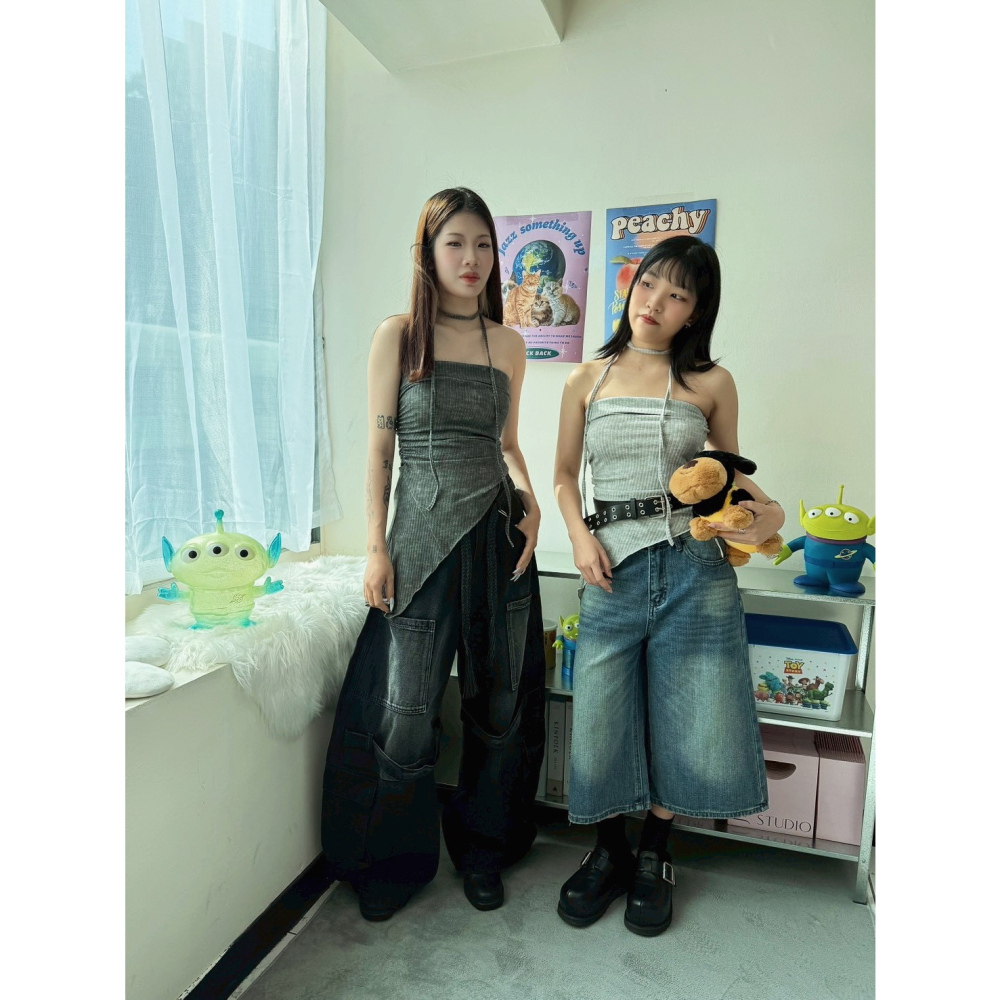 Jone.復古刷色七分褲附皮帶-細節圖8