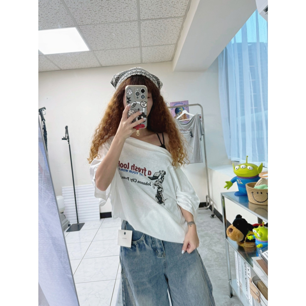 July.大麥町寬鬆斜肩大T-細節圖3