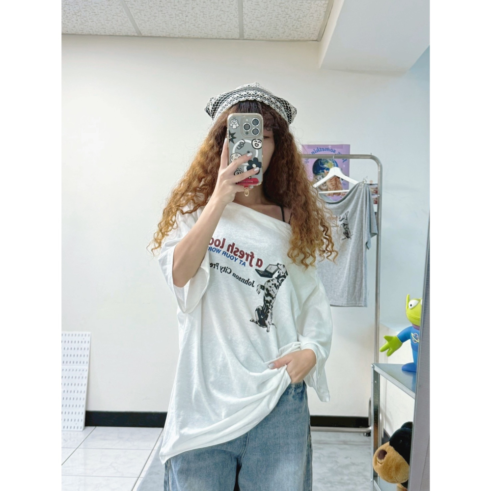 July.大麥町寬鬆斜肩大T-細節圖5