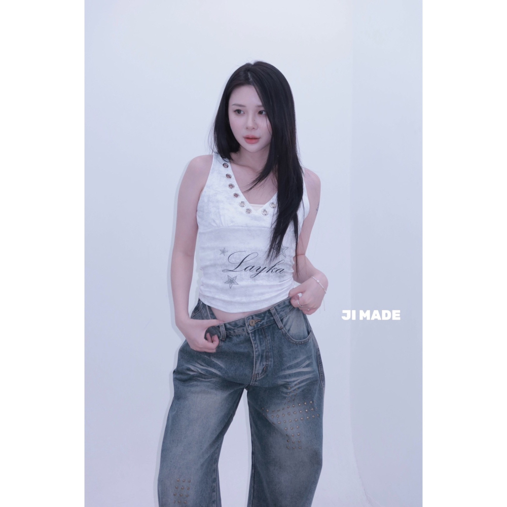 July.美式收腰圓環v領背心-細節圖6