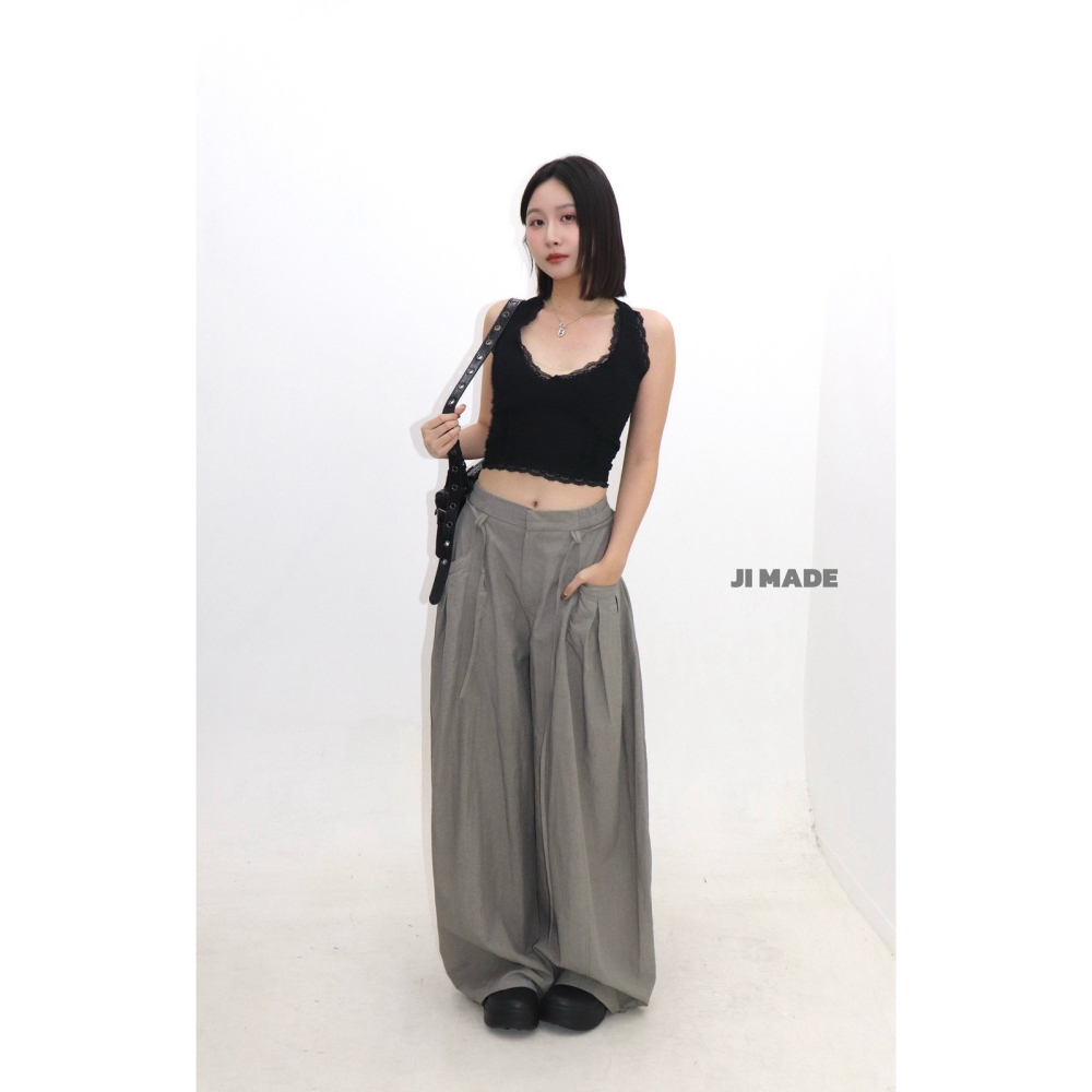 July.蕾絲滾邊綁帶繞脖背心-細節圖7