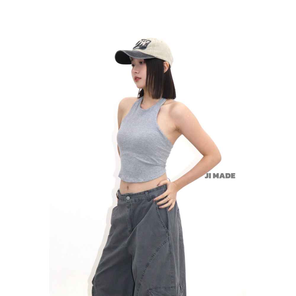 July.掛脖美背綁帶背心-細節圖6